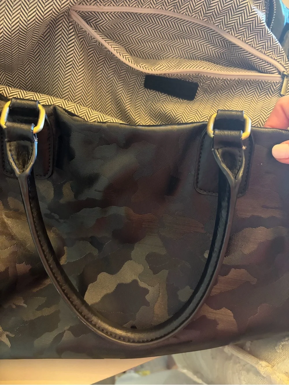 Black Camo LARGE and small duffle Bag with Gold Hardware